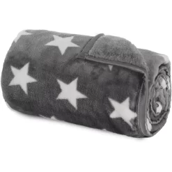 Babybay Kuscheldecke Dunkelgrau Sterne Weiß