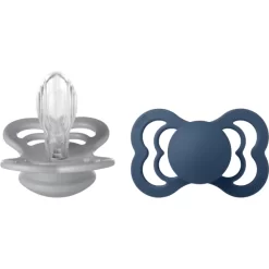 BIBS® Schnuller Supreme Cloud Und Steel Blue Silikon 6-36 Monate, 2 Stk.