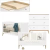 Bopita Babyzimmer Paris 2-teilig 70 X 140 Cm Umbaubar Weiß / Natur Mit Wickelaufsatz