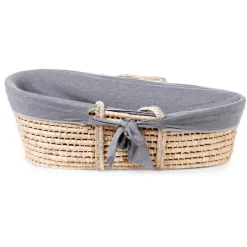 CHILDHOME Moseskorb Aus Maisblatt Inkl. Matratze Und Bezug Grau