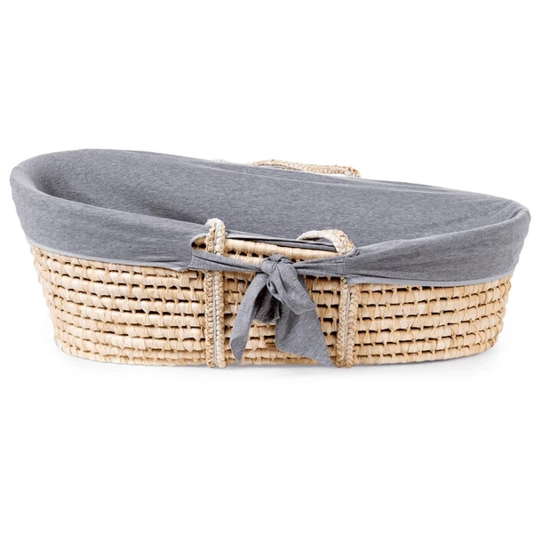 CHILDHOME Moseskorb Aus Maisblatt Inkl. Matratze Und Bezug Grau 1 CHILDHOME Moseskorb Aus Maisblatt Inkl. Matratze Und Bezug Grau