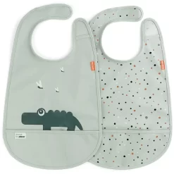 Done By Deer™ Lätzchen Mit Klettverschluss 2er Pack Croco Grün