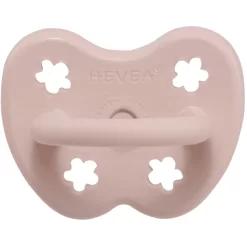 HEVEA Schnuller - Naturkautschuk Powder Pink, Kiefergerecht, Blume (0-3 Mon.)