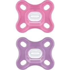 MAM Schnuller Comfort Silikon, 0+ Monate, 2 Stk, Pink + Lila