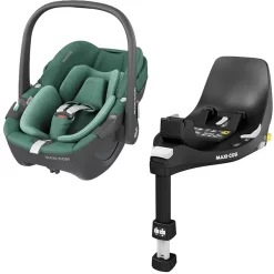 Maxi-Cosi MAXI COSI Set Babyschale Pebble 360 Essential Green Plus Basisstation FamilyFix 360