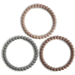 Mushie Beißring Perlen-Armband, Clary Sage/Tuscany/Desert Sand, 3 Stück