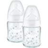 NUK Glasflasche First Choice⁺ Ab Der Geburt 120 Ml, Temperature Control Im Doppelpack Weiß