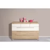 PAIDI Kommode Remo Breit 1 Schublade Kreideweiß 2 Schubladen Bordeaux Eiche