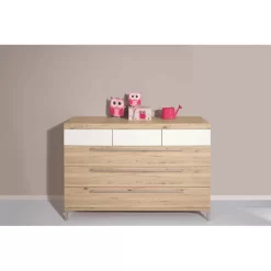 PAIDI Kommode Remo Breit 3 Schubladen Bordeaux Eiche