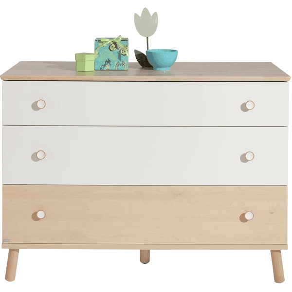 PAIDI Kommode Ylvie Breit 2 Schubladen Weiß 1 Schublade Birke 1 PAIDI Kommode Ylvie Breit 2 Schubladen Weiß 1 Schublade Birke
