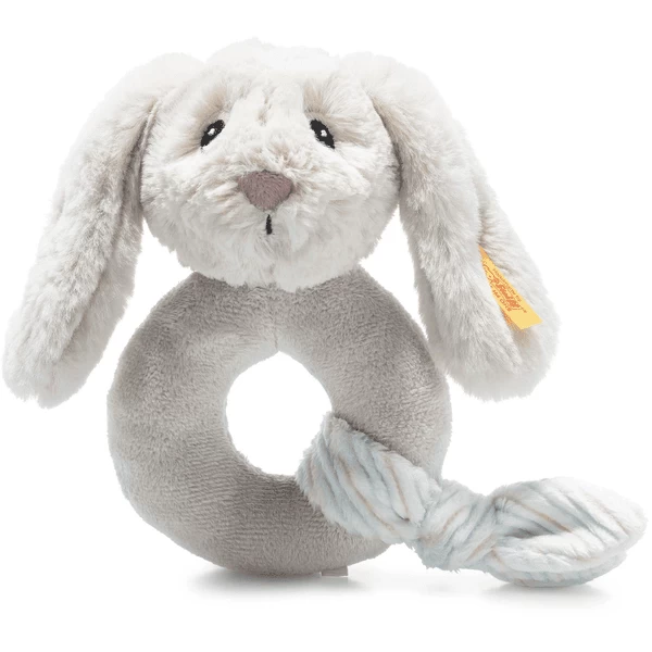 Steiff Soft Cuddly Friends Hoppie Hase Greifling Mit Rassel, Hellgrau 1 Steiff Soft Cuddly Friends Hoppie Hase Greifling Mit Rassel, Hellgrau