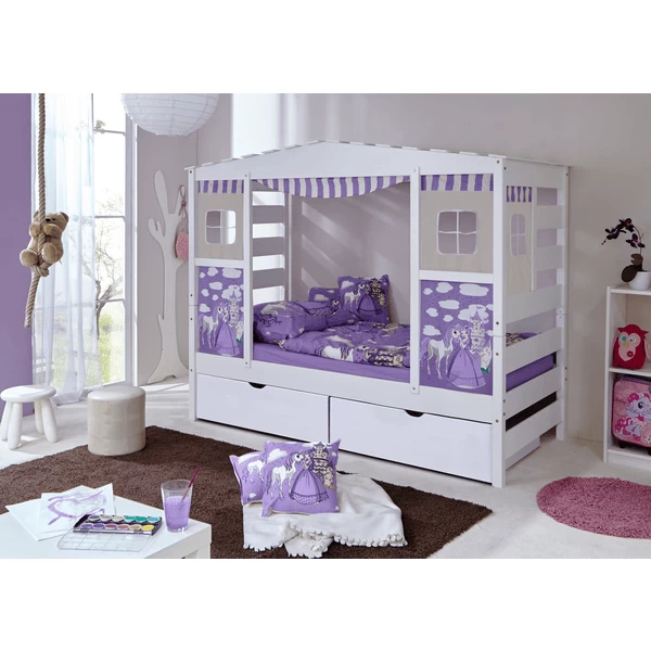 TiCAA Hausbett Mit 2 Schubladen Horse Lila 1 TiCAA Hausbett Mit 2 Schubladen Horse Lila