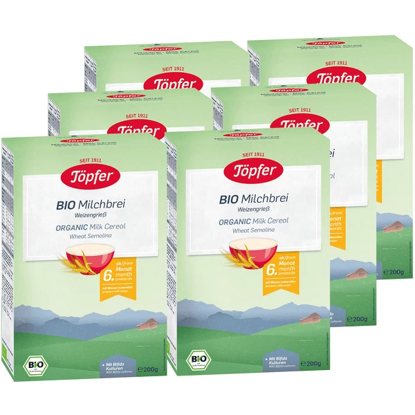 Töpfer Bio Milchbrei Weizengrieß 6 X 200 G Nach Dem 6. Monat 1 Töpfer Bio Milchbrei Weizengrieß 6 X 200 G Nach Dem 6. Monat