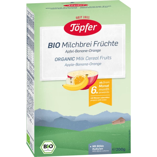 Töpfer Milchbrei Früchte Apfel-Banane-Orange Bio 200 G Ab Dem 6. Monat 1 Töpfer Milchbrei Früchte Apfel-Banane-Orange Bio 200 G Ab Dem 6. Monat